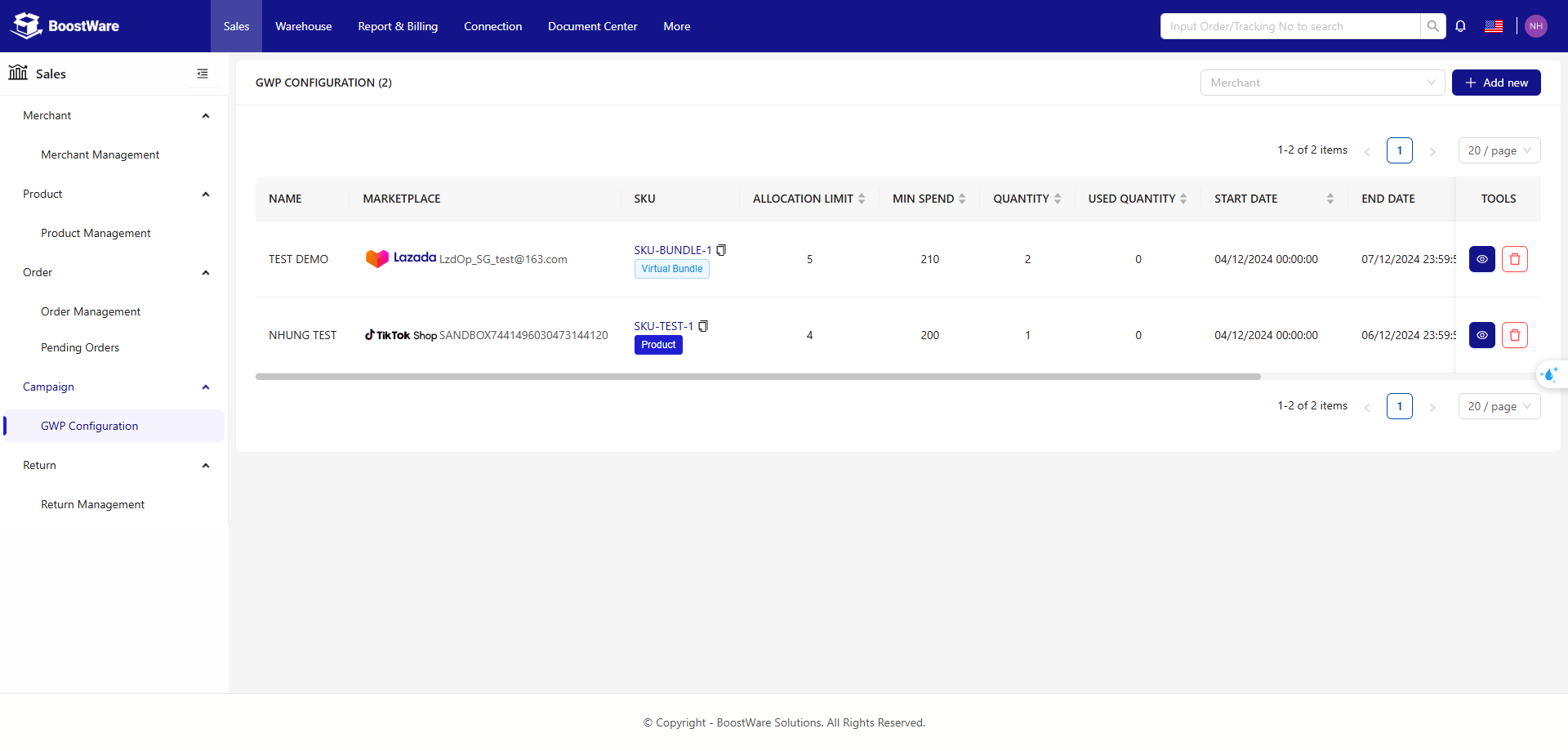 GWP Configuration screenshot 1