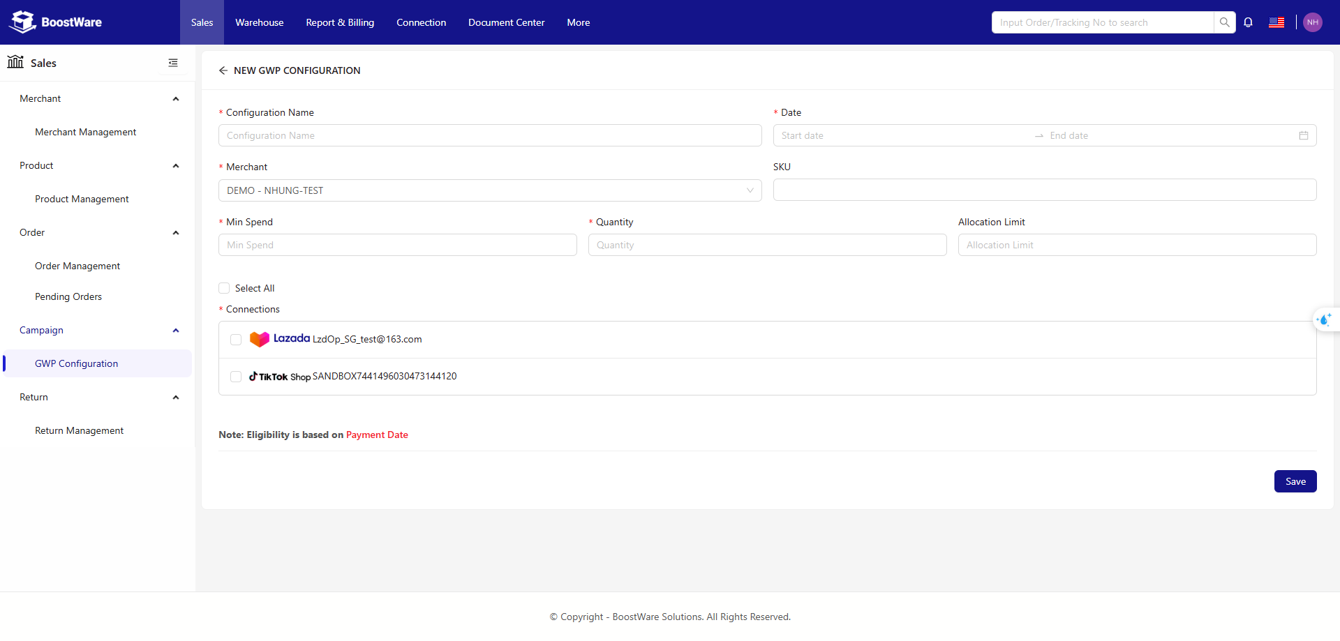 GWP Configuration screenshot 2