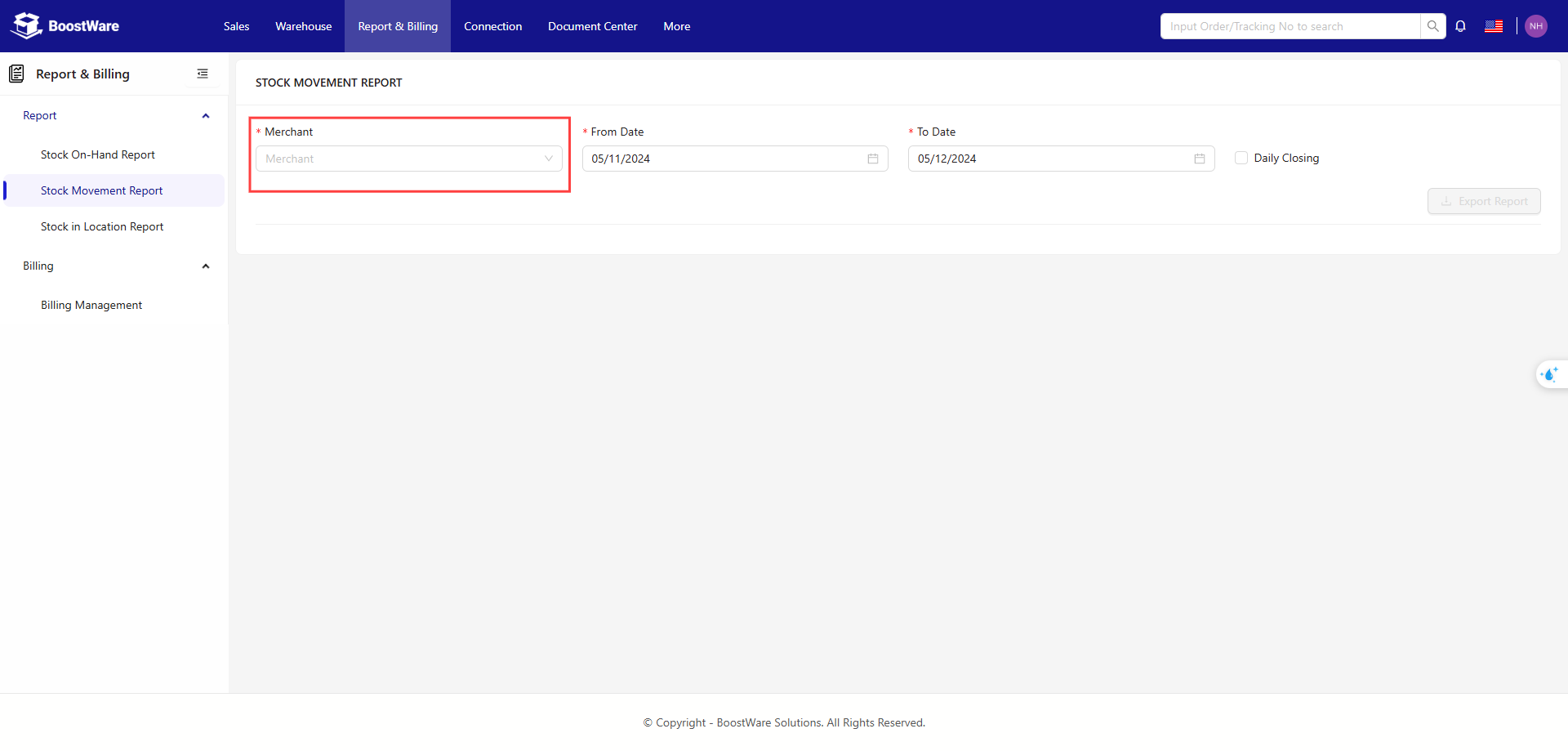 Stock Movement Report screenshot 1