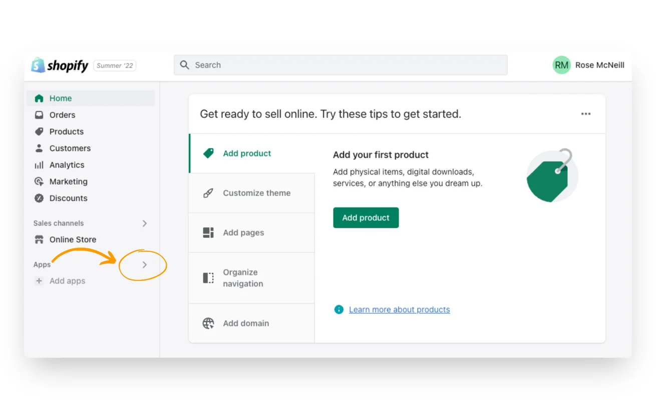 Shopify screenshot 1